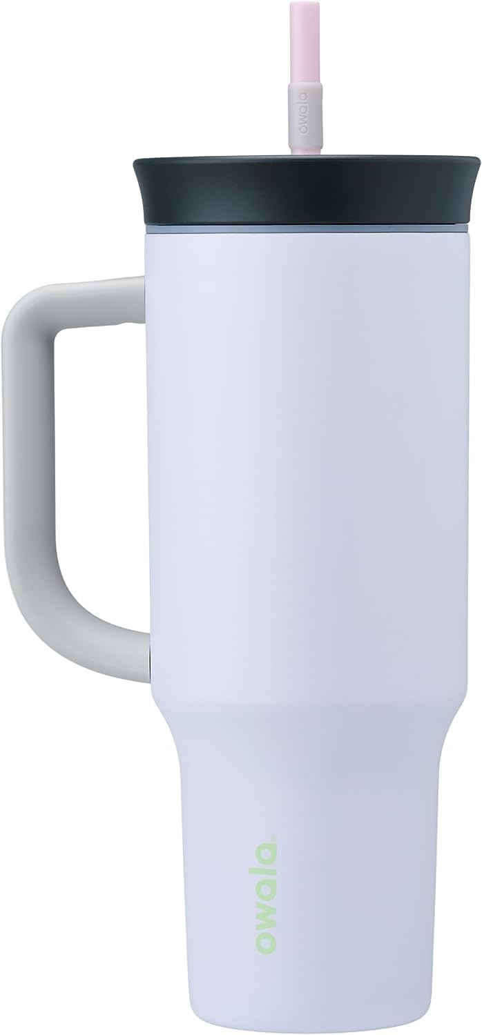 Stainless Steel Triple Layer Insulated Travel Tumbler with Spill Resistant Lid and Straw, BPA Free, 24 Oz, Black/Grey (Foggy Tide)