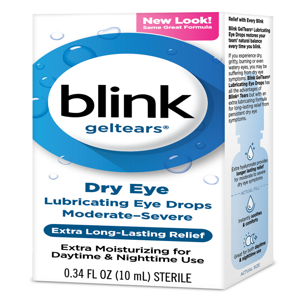 Blink Gel Tears Lubricating Eye Drops, from Bausch + Lomb, 0.34 Fl Oz