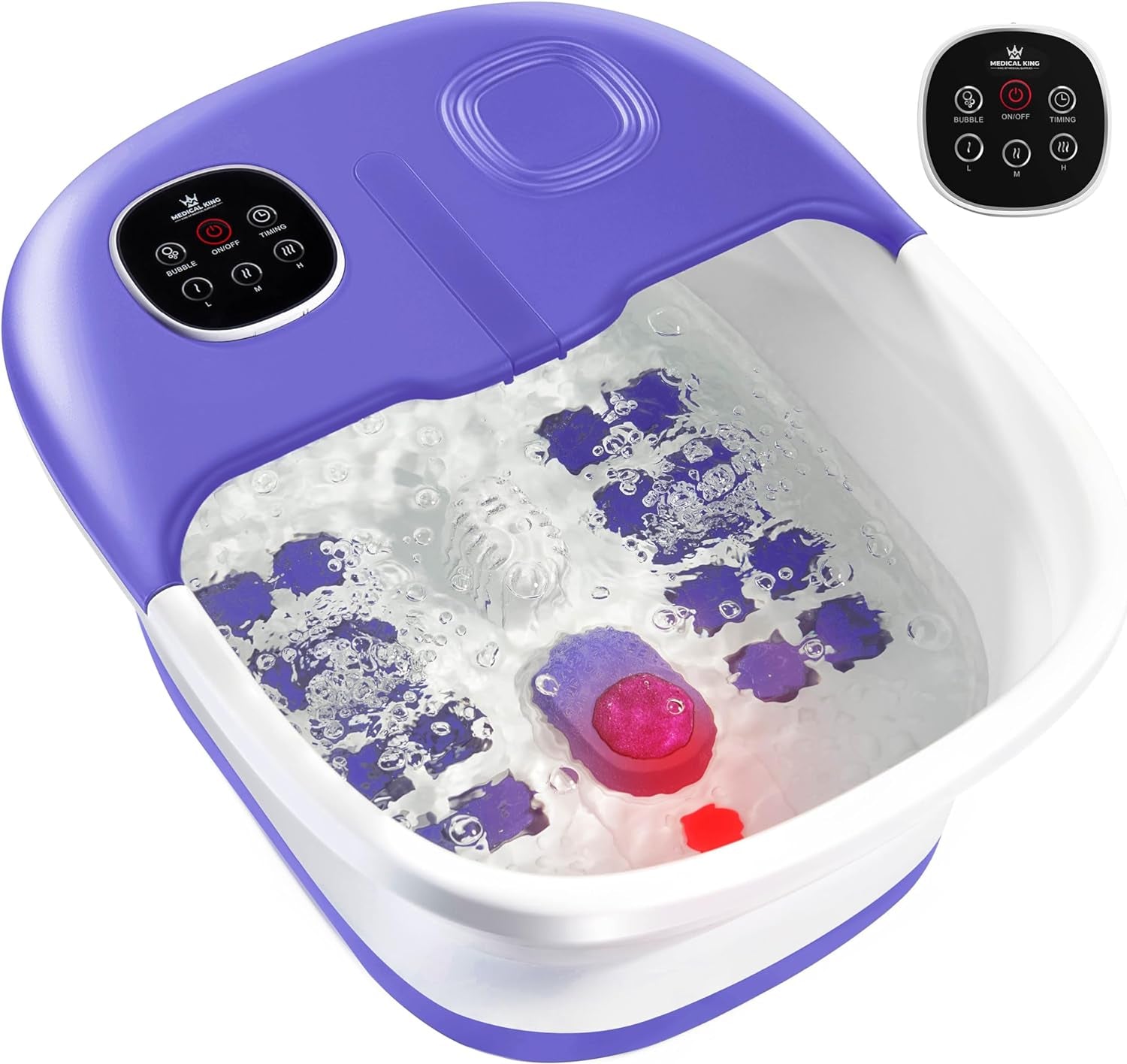 Foot Spa with Heat and Massage and Jets Includes a Remote Control a Pumice Stone Collapsible Massager with Bubbles and Vibration