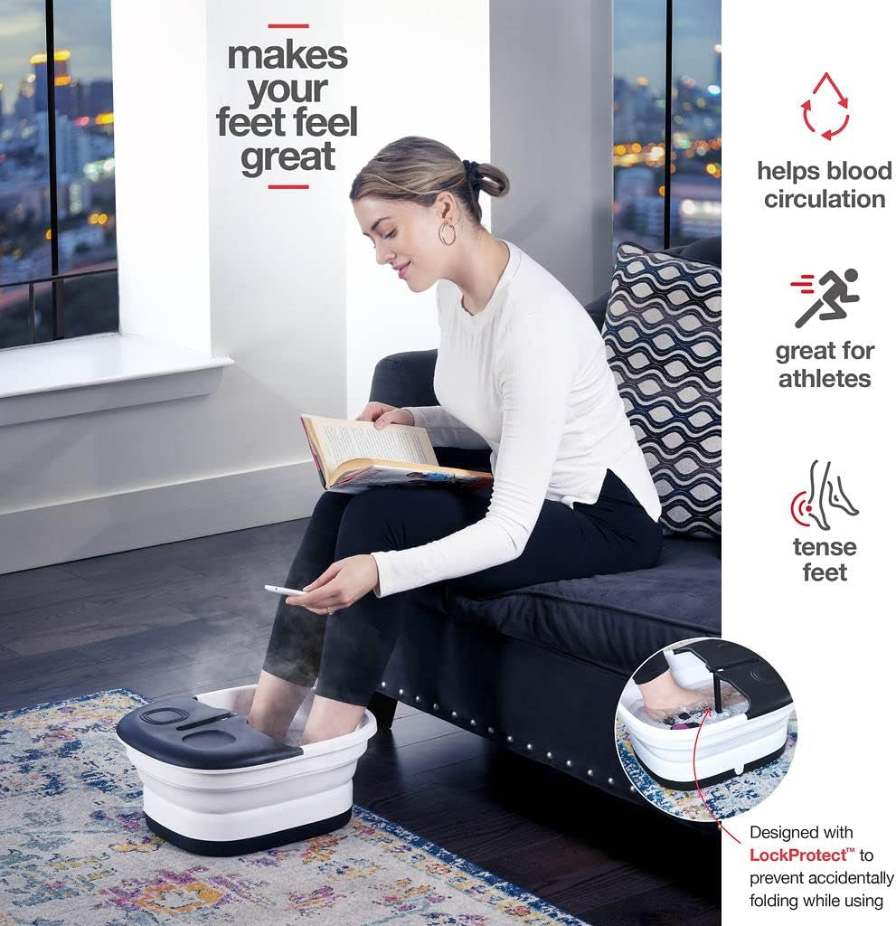 Foot Spa with Heat and Massage and Jets Includes a Remote Control a Pumice Stone Collapsible Massager with Bubbles and Vibration