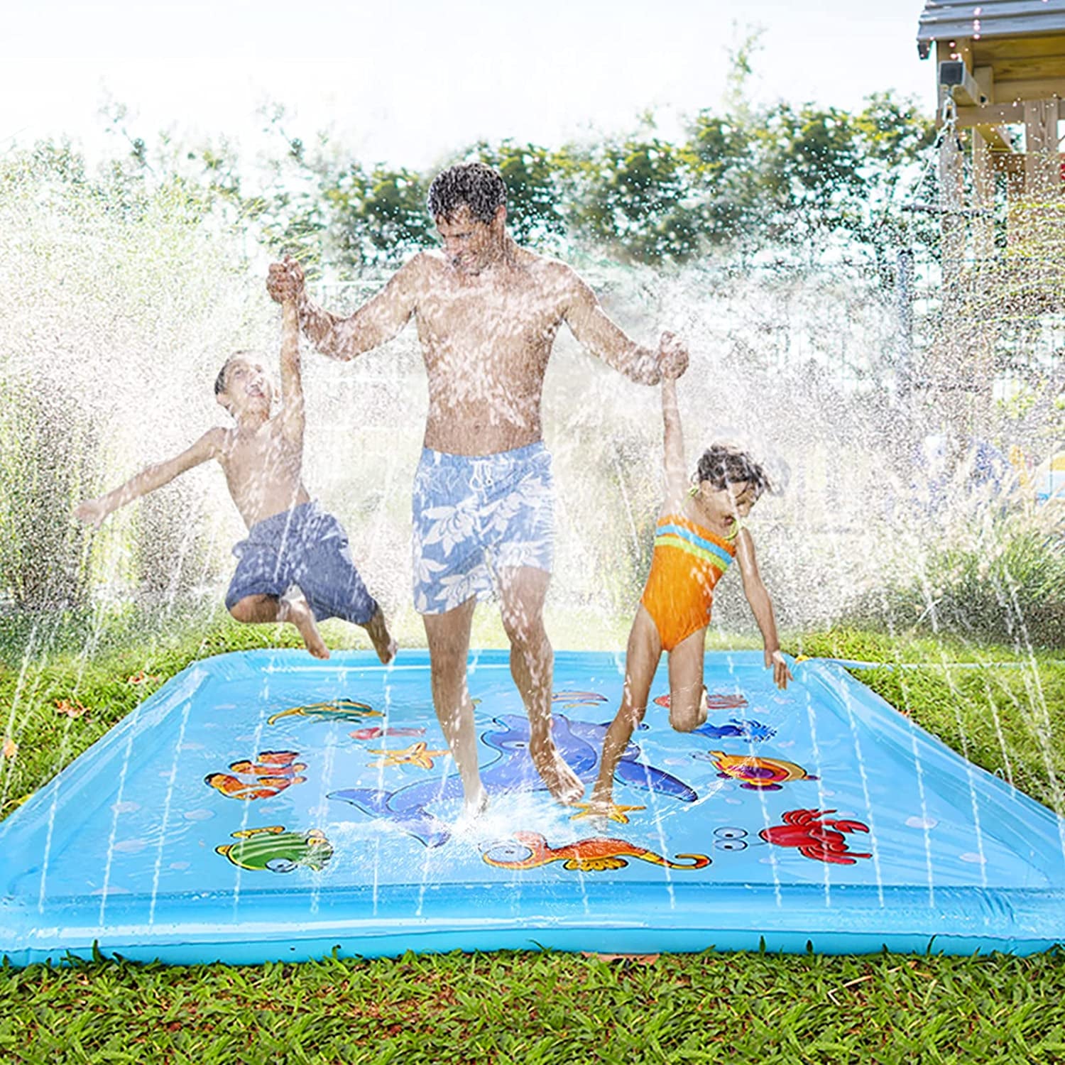 Splash Pad for Toddlers, Outdoor Sprinkler for Kids, 67" Summer Water Toys Inflatable Wading Baby Pool Fun Gifts for 3 4 5 6 7 8 9 Years Old Boy Girl Backyard Garden Lawn Outdoor Games