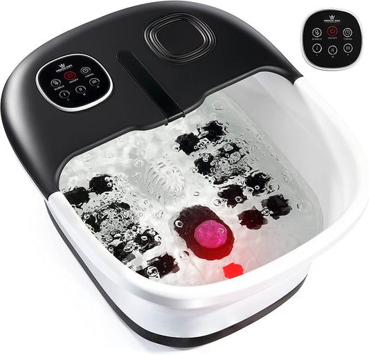 Foot Spa with Heat and Massage and Jets Includes a Remote Control a Pumice Stone Collapsible Massager with Bubbles and Vibration