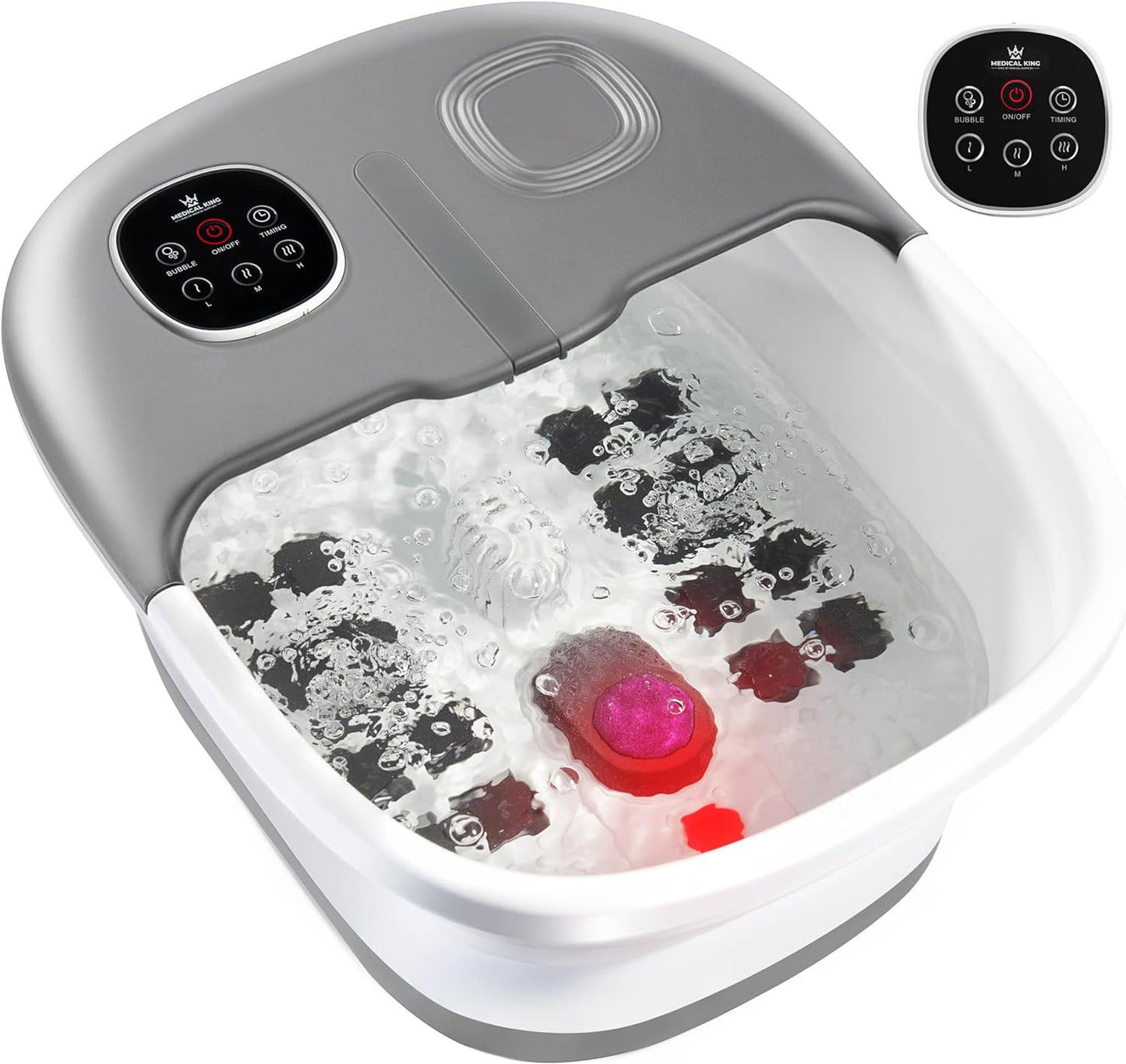 Foot Spa with Heat and Massage and Jets Includes a Remote Control a Pumice Stone Collapsible Massager with Bubbles and Vibration