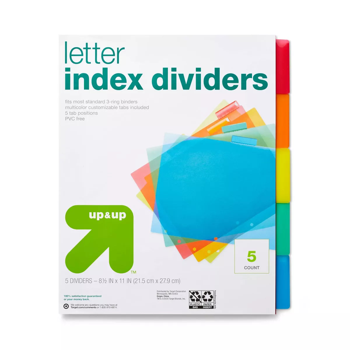 Plastic Letter Index Dividers - up & Up