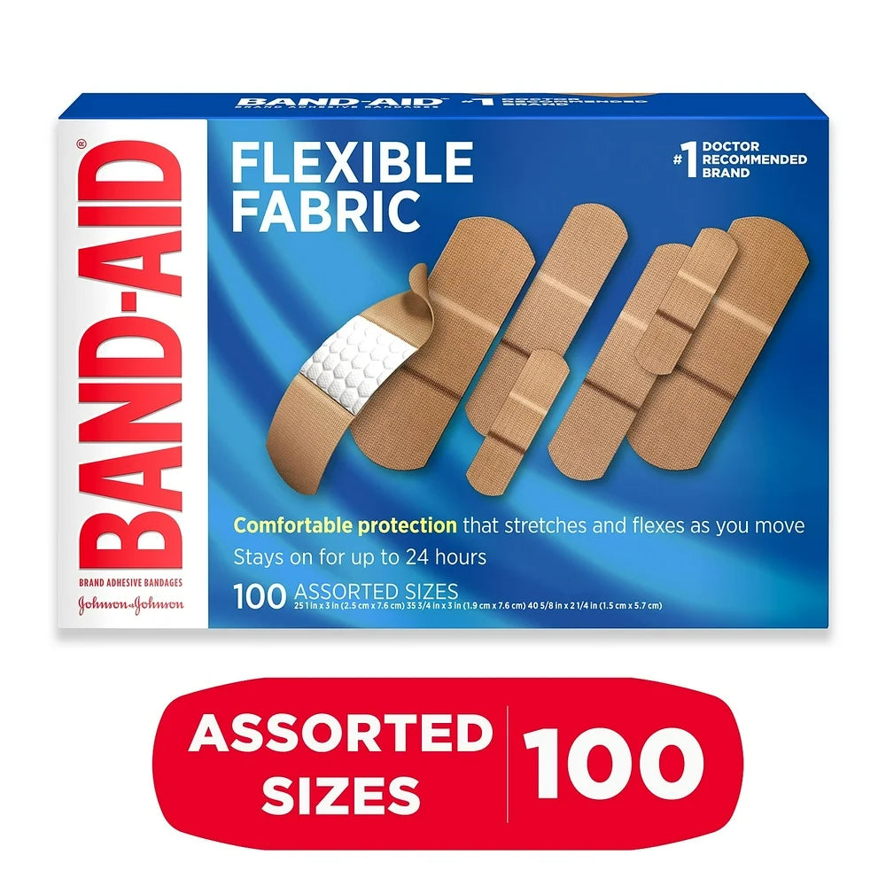 Brand Flexible Fabric Adhesive Bandages, Assorted, 100Ct