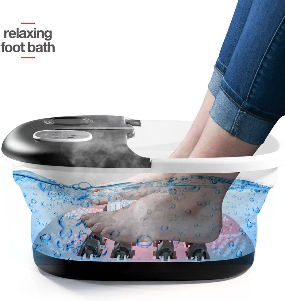 Foot Spa with Heat and Massage and Jets Includes a Remote Control a Pumice Stone Collapsible Massager with Bubbles and Vibration