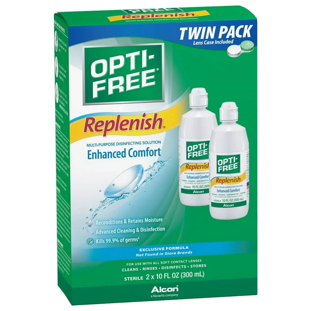 Replenish Multipurpose Contact Lens Disinfecting Liquid Solution, Two 10Oz per Pack