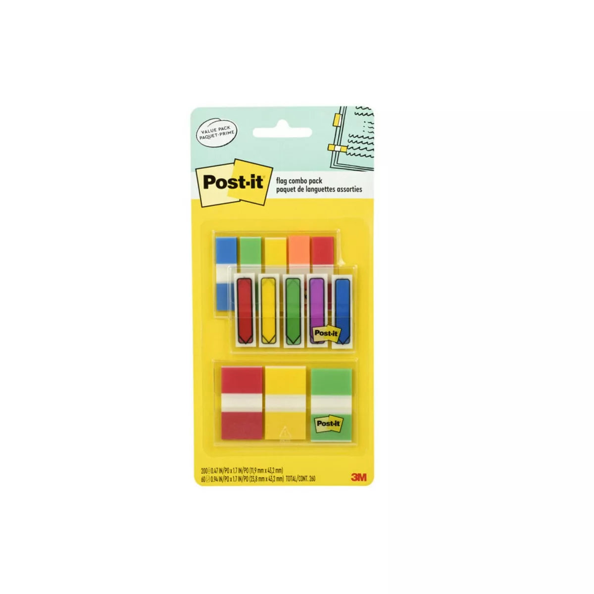 Post-It 260Ct Flags Combo Pack - Assorted Colors