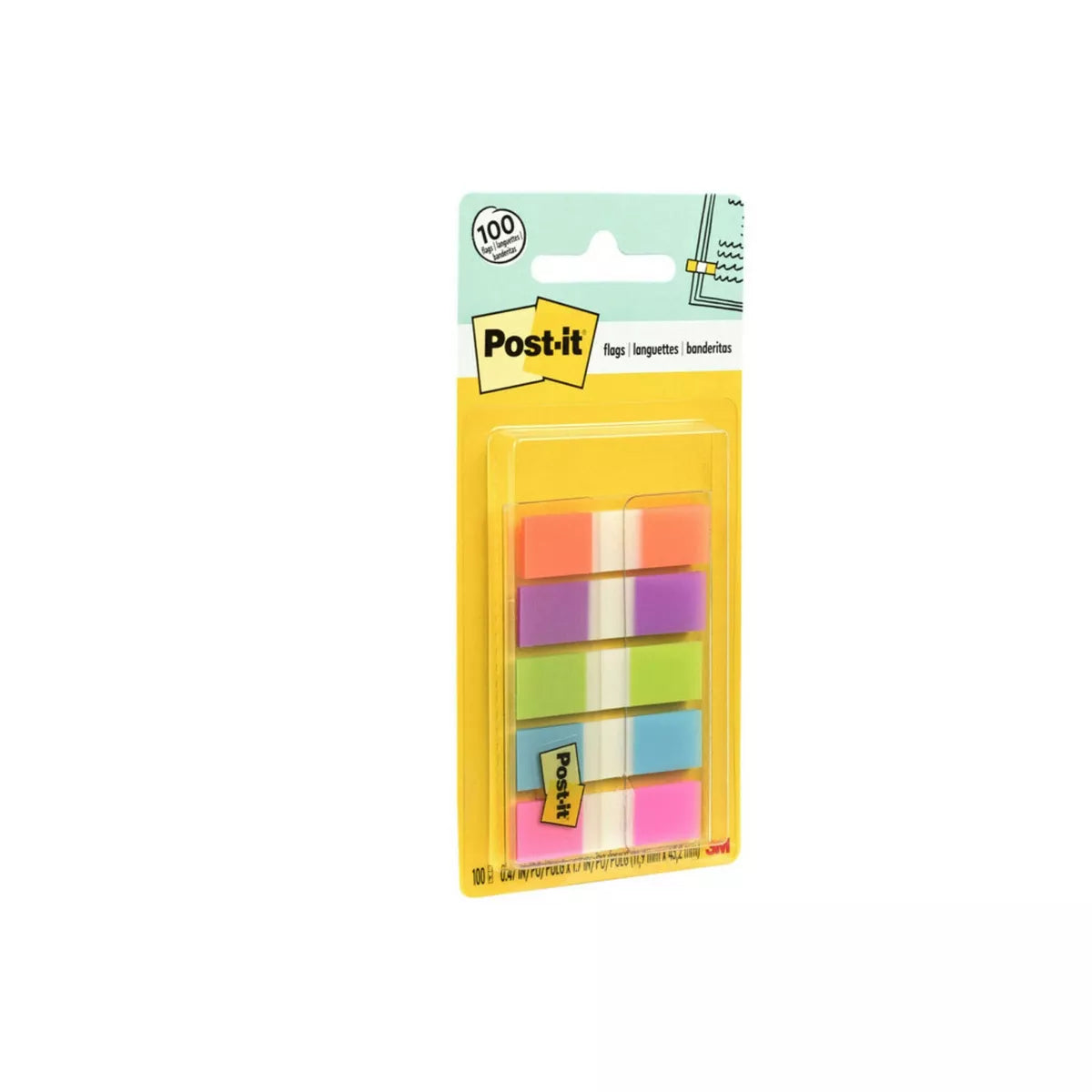 Post-It Flags, Assorted Bright Colors, .5 In. Wide, 100 Flags/On-The-Go Dispenser