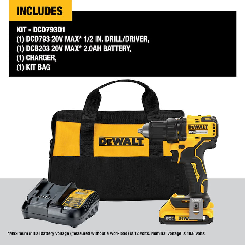 20-Volt Max 1/2-In Keyless Brushless Cordless Drill (1-Battery Included, Charger Included and Soft Bag Included)