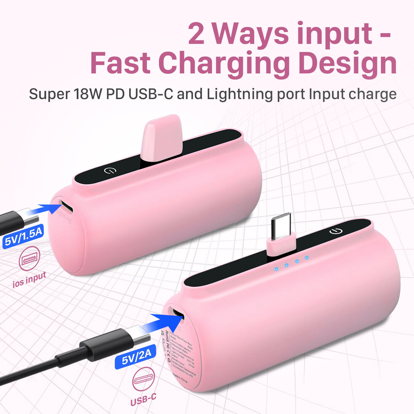 Mini Portable Power Bank Charger for USB-C