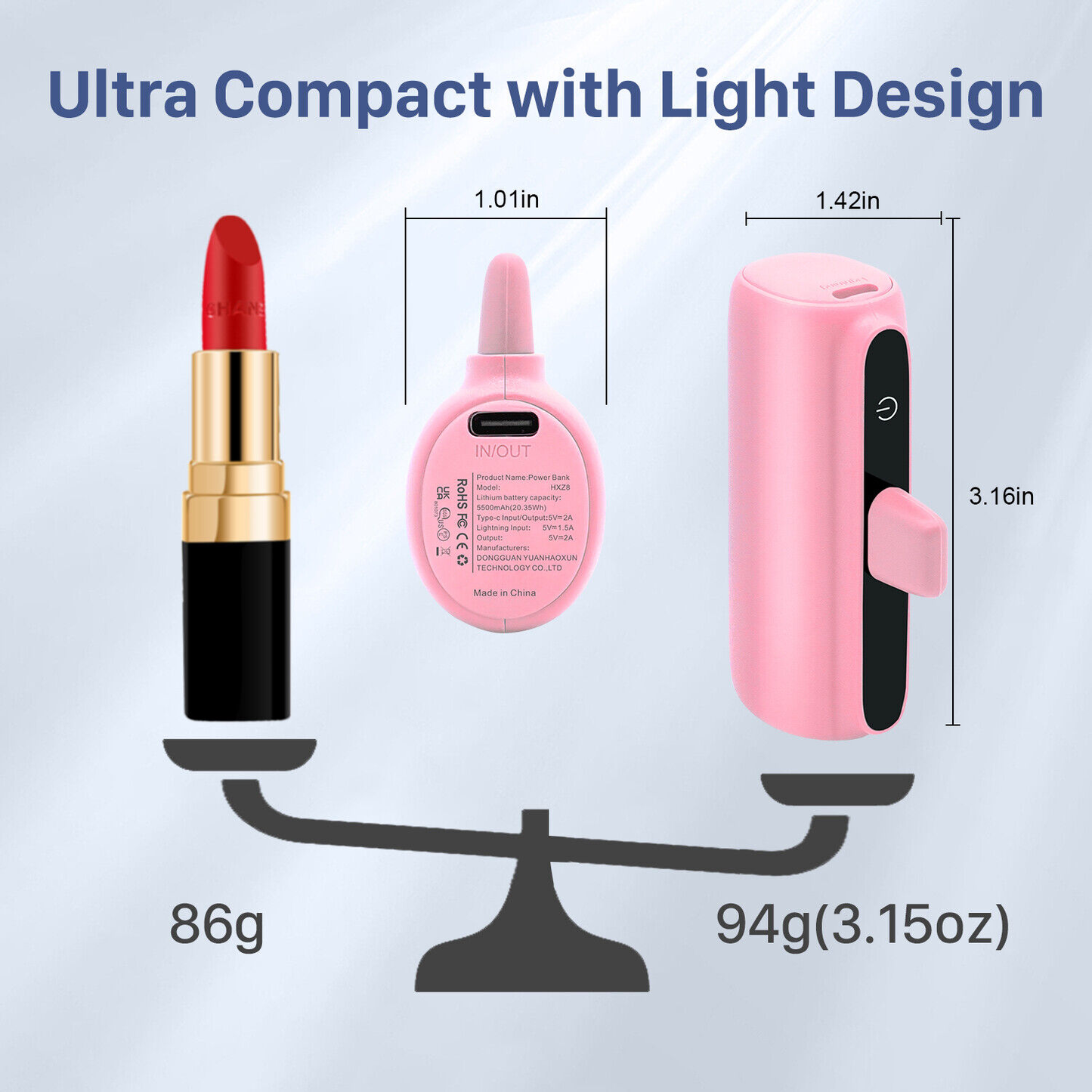 Mini Portable Power Bank Charger for USB-C