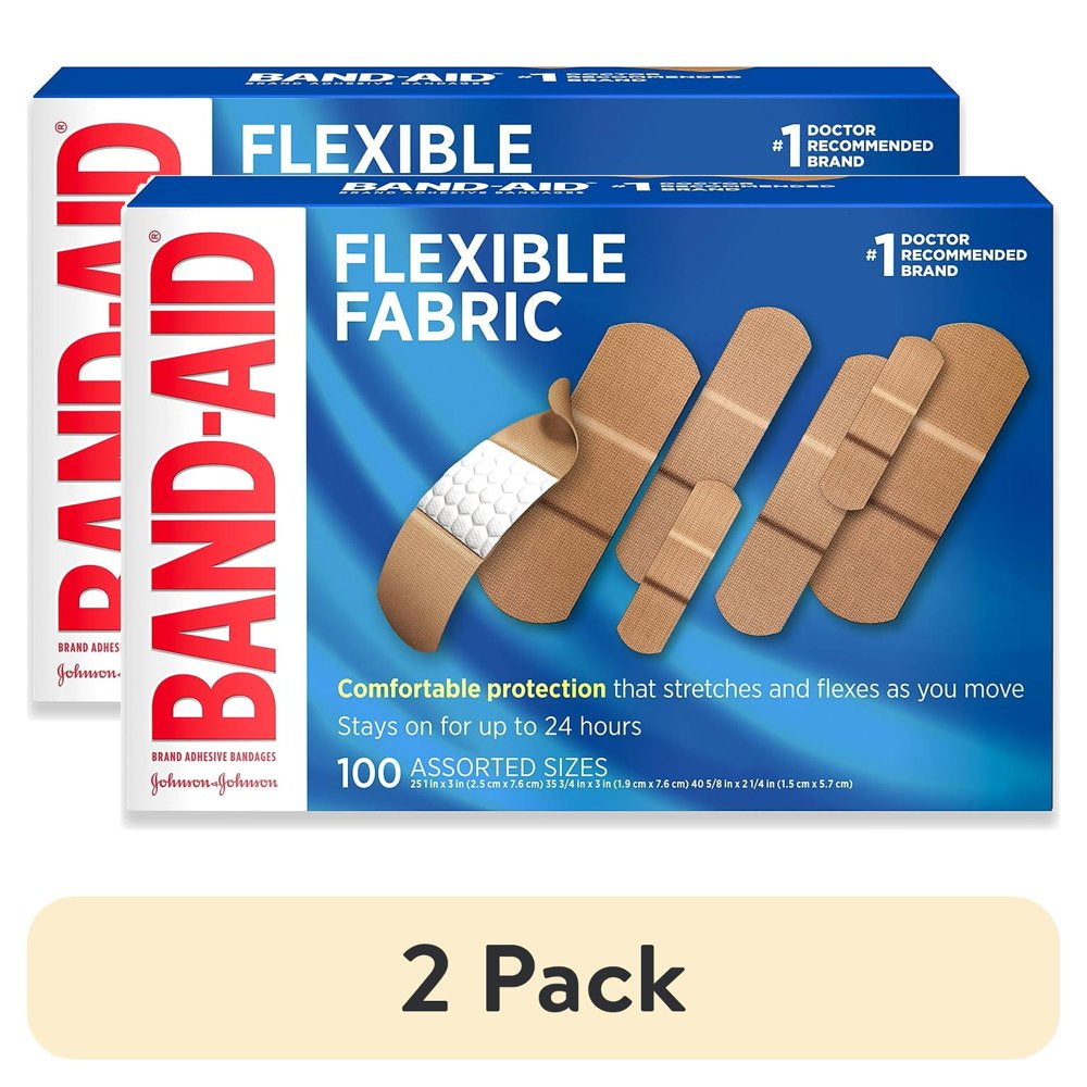 Brand Flexible Fabric Adhesive Bandages, Assorted, 100Ct