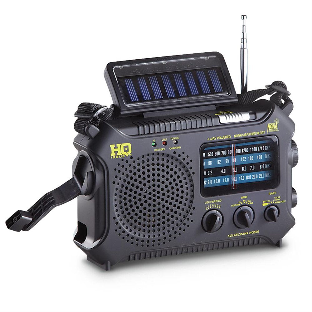 Dynamo Emergency Radio Hand Crank Solar Portable W/AM FM, NOAA Weather Alert, Shortwave, & Flashlight, Black