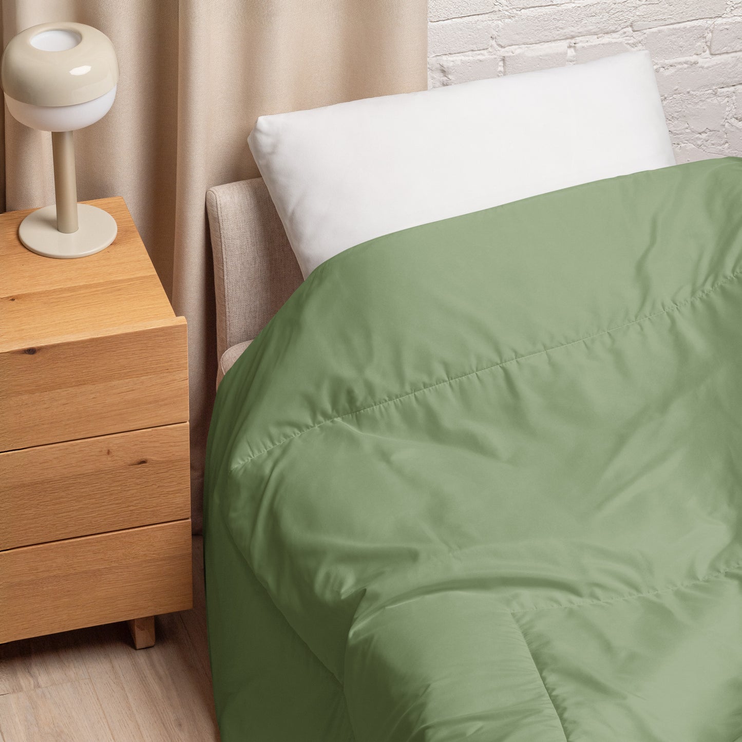 Earthy Sage Green Comforter and Matching Pillowcase Twin Luxury Set