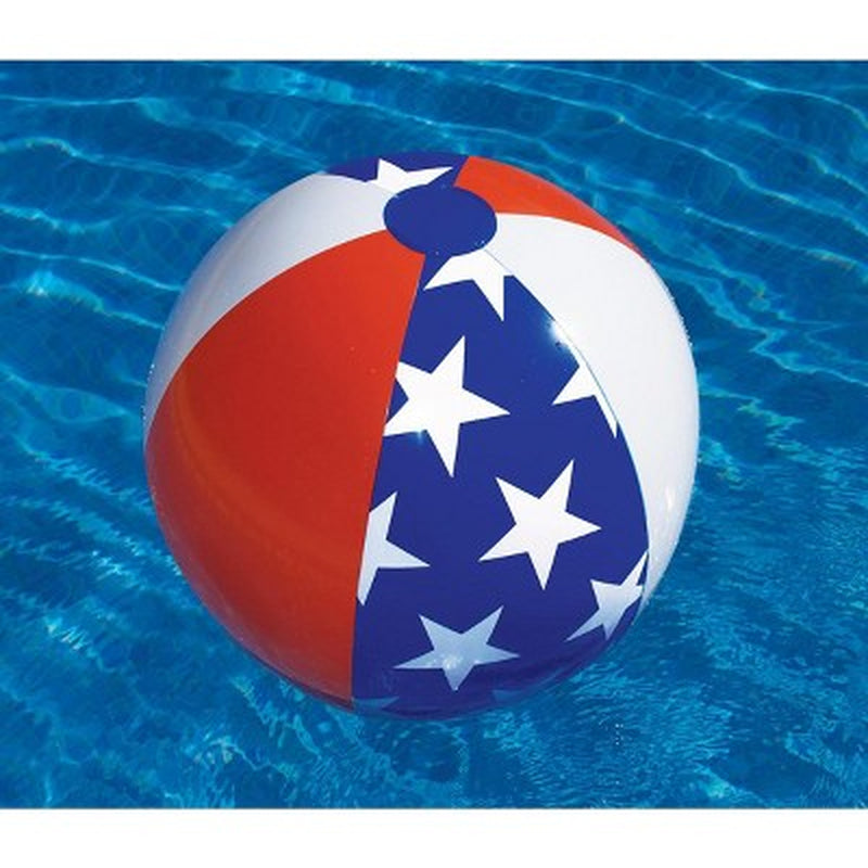 22" Inflatable Classic Patriotic Americana Stars and Stripes Beach Ball - Blue/Red