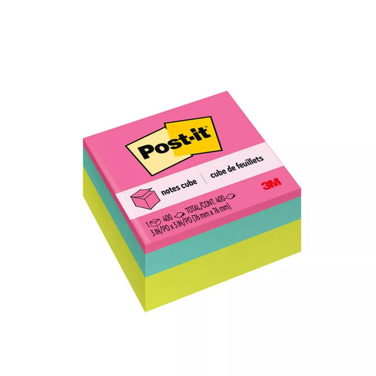 Post-It 3" X 3" Notes Cube 400 Sheets/Cube - Pink Wave