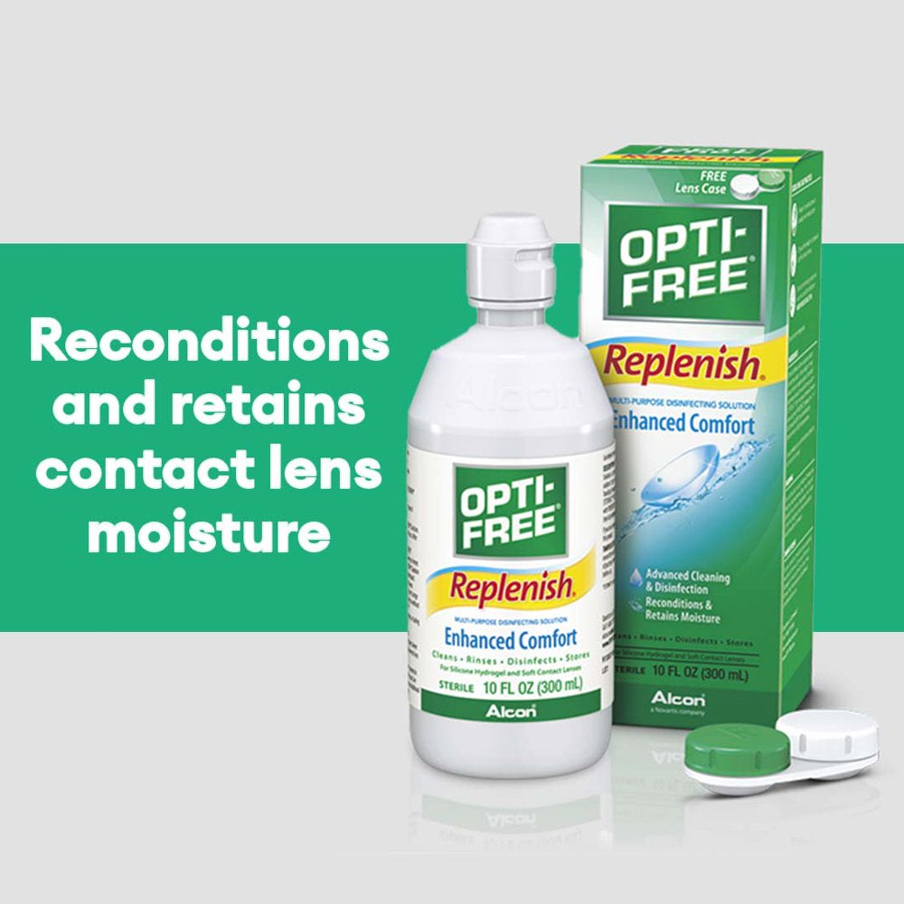 Replenish Multipurpose Contact Lens Disinfecting Liquid Solution, Two 10Oz per Pack