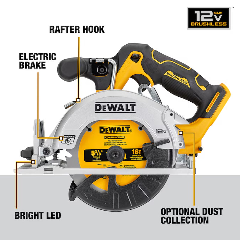 XTREME 12-Volt Max 5-3/8-In Brushless Cordless Circular Saw (Bare Tool)