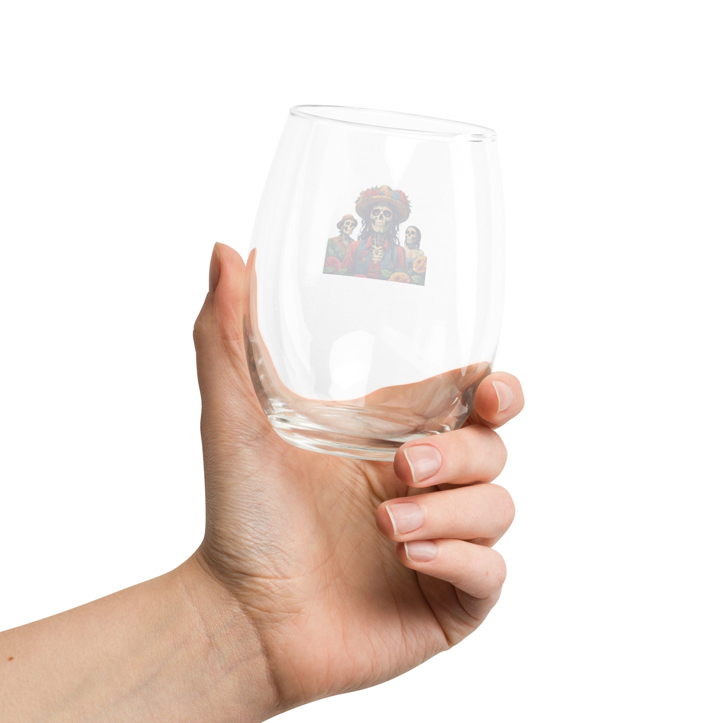 Day of the Dead Stemless Wine Glass Set | Aesthetic Dia de los Muertos Sugar Skull Glassware (Sets of 2, 4, 6)