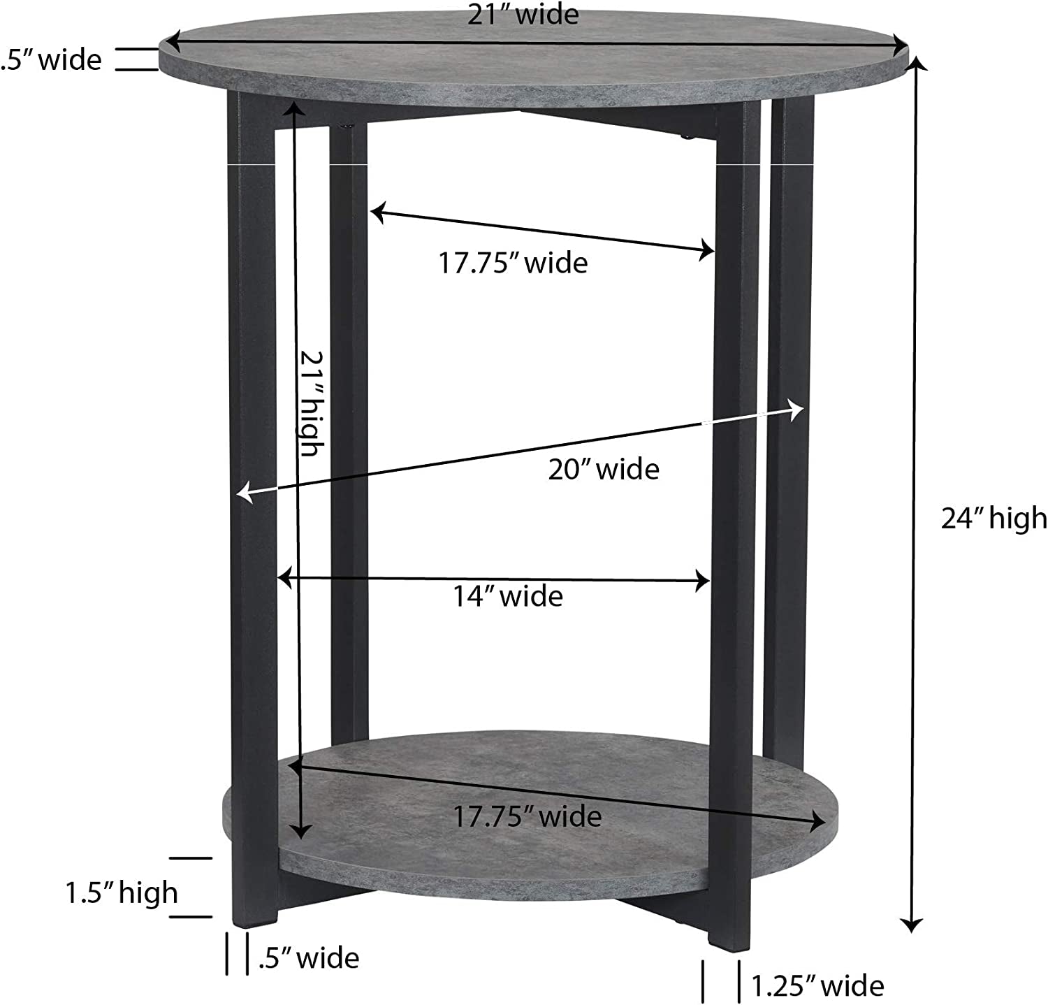 Wooden Side End Table with Storage Shelf