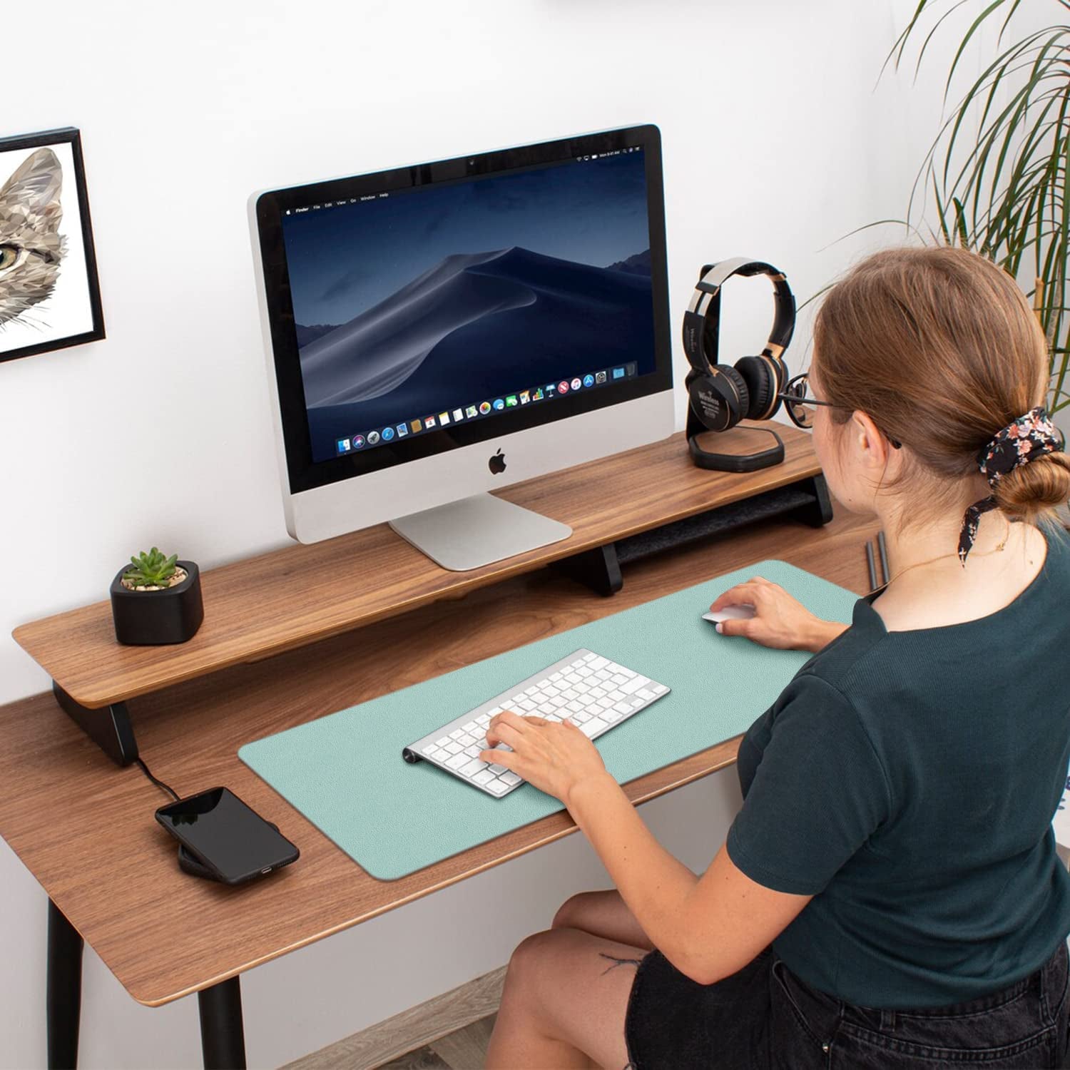 Large Lake Blue Desk Pad