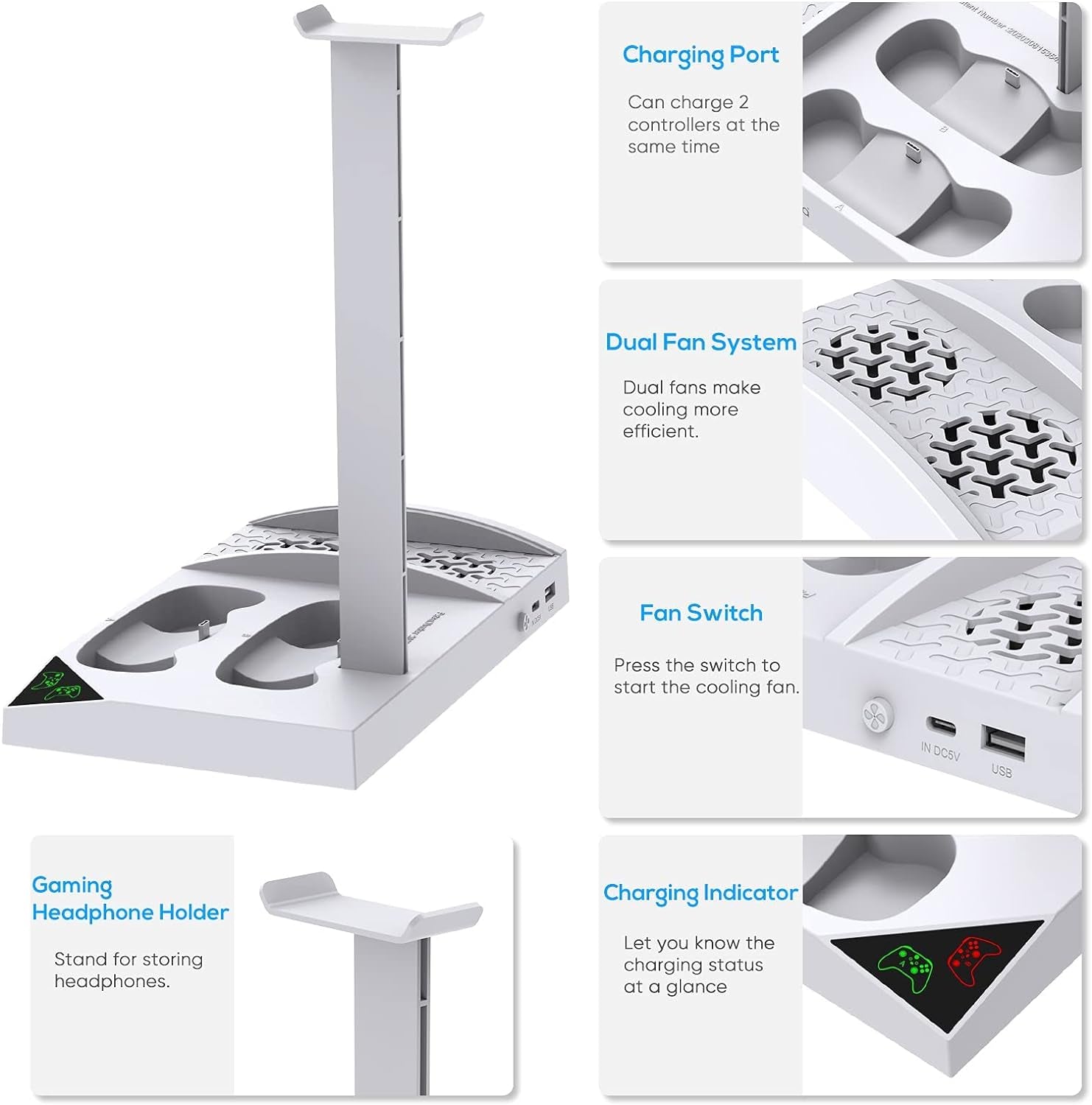 Charger Stand with Cooling Fan for Xbox Series S Console and Controller