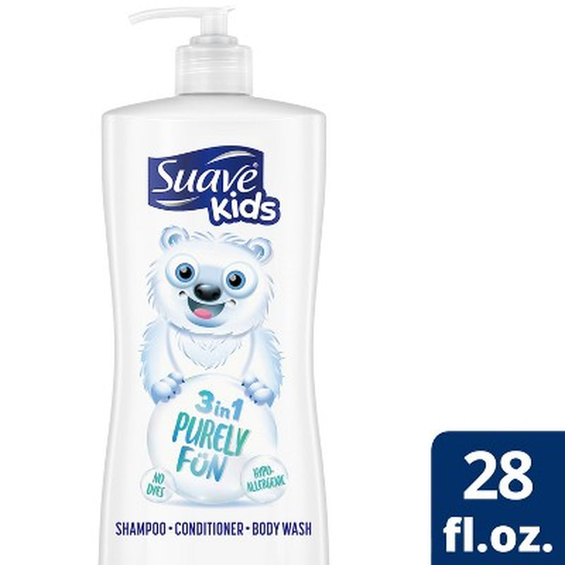 Kids' Moisturizing 3-In-1 Purely Fun Pump Shampoo + Conditioner + Body Wash - 28 Fl Oz