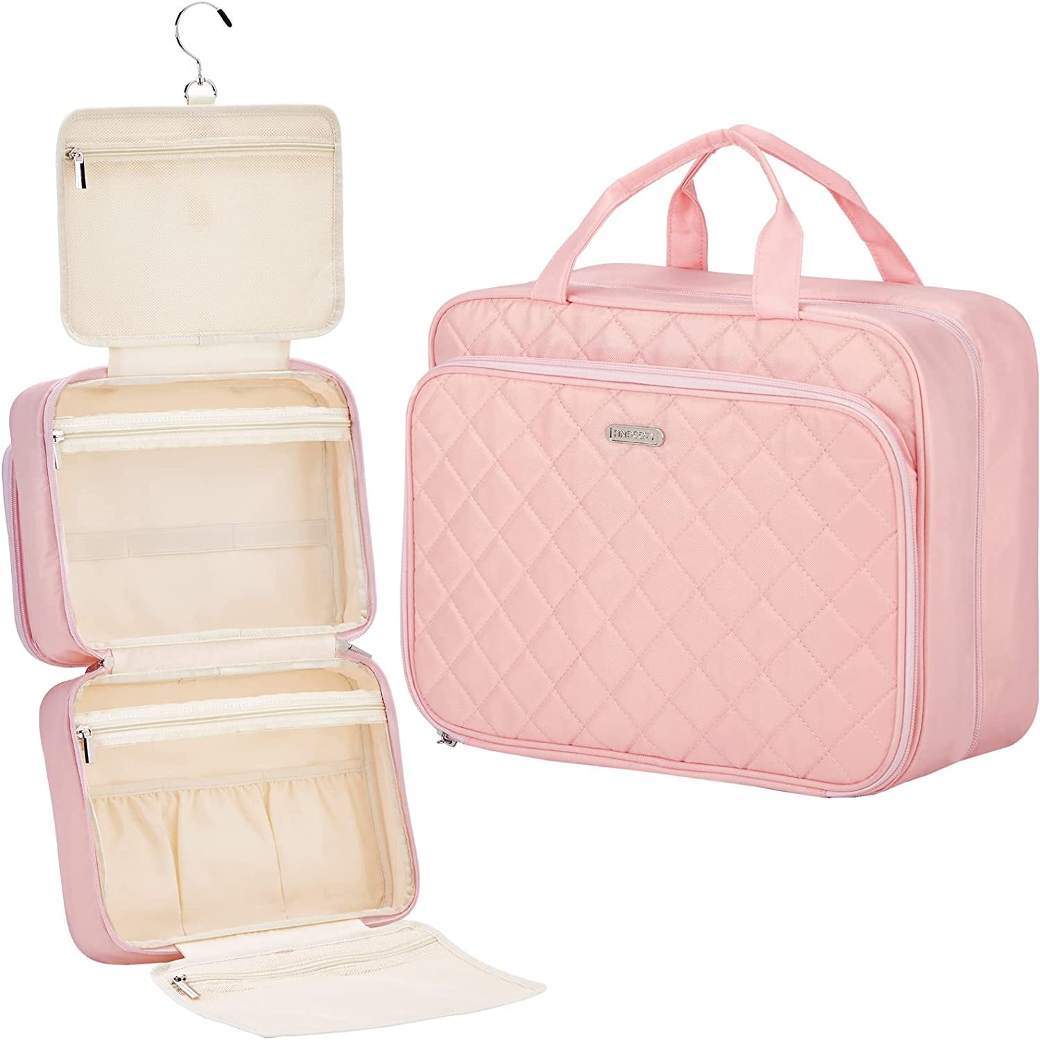 Extra Large Pink Toiletry Bag with Hanging Hook