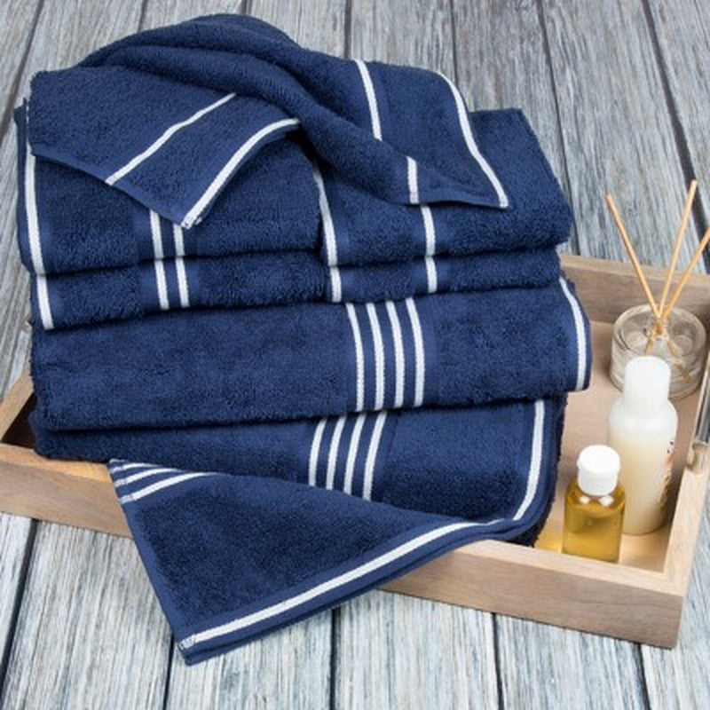 8Pc Striped Bath Towel Set